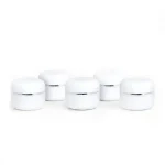 kemasan kosmetik POT NANO 10GR PUTIH LIST SILVER varian warna putih glossy dengan ring silver metalik