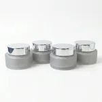 kemasan kosmetik POT PMK 30 DOFF CAP20 KILAP varian warna abu abu frosted dengan cap silver metalik