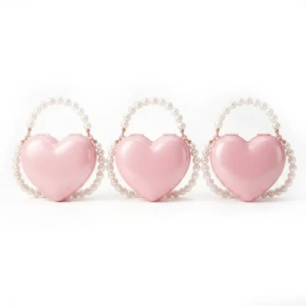 kemasan lip gloss bentuk hati dengan ring mutiara premium ukuran kecil