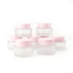 kemasan pot kosmetik bentuk silinder bahan kaca frosted premium