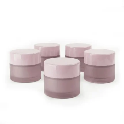 kemasan pot kosmetik bentuk silinder bahan kaca frosted premium