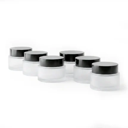 kemasan pot kosmetik bentuk silinder ukuran kecil bahan kaca frosted