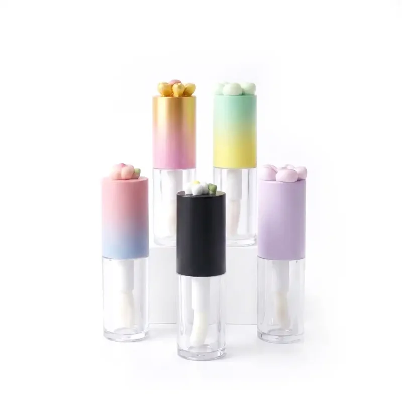 kemasan tube lip gloss ukuran kecil premium dengan tutup bermotif lucu