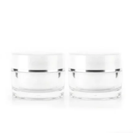 POT ACRYLIC PUTIH LIST SILVER