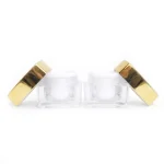 kemasan POT ACRYLIC SQUARE GOLD varian warna bening transparan dengan cap gold metalik