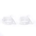 kemasan POT APEL ACRYLIC PUTIH varian warna bening transparan dengan cap putih