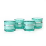 kemasan POT LV HIJAU 10GR varian warna hijau transparan dengan ring silver metalik