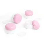 kemasan POT PP 15GR PINK-PUTIH varian warna putih dengan aksen pink dan ring silver metalik premium