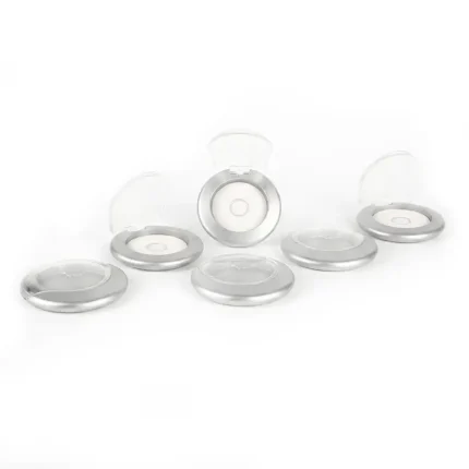 kemasan kosmetik EYESHADOW CASE RY-2385 varian warna silver metalik dengan cap transparan