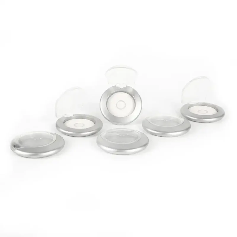 kemasan kosmetik EYESHADOW CASE RY-2385 varian warna silver metalik dengan cap transparan