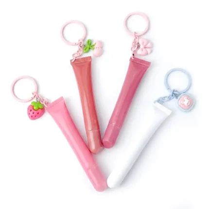 kemasan lip cream model squeeze tube ukuran kecil dengan gantungan kunci lucu