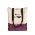 merchandise COTTON CANVAS TOTTE BAG 10 varian warna cream dengan aksen ungu metalik