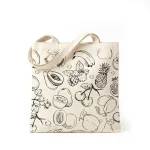 merchandise COTTON CANVAS TOTTE BAG 6 varian warna putih dengan corak buah warna hitam
