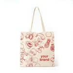 tas COTTON CANVAS TOTTE BAG 6 varian warna putih dengan corak buah warna merah